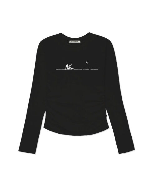 ESCAPEFROM（エスケープフロム）の「ウーマンアンドガンプリントスリムフィットシャーリングロングスリーブ [4カラー]（Tシャツ/カットソー・レディース・ブラウン/ピンク/ブラック/アイボリー・MEDIUM）」の6枚目の写真