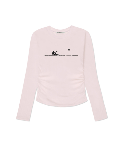 ESCAPEFROM（エスケープフロム）の「ウーマンアンドガンプリントスリムフィットシャーリングロングスリーブ [4カラー]（Tシャツ/カットソー・レディース・ブラウン/ピンク/ブラック/アイボリー・MEDIUM）」の7枚目の写真