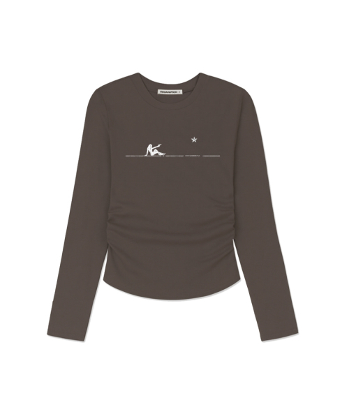 ESCAPEFROM（エスケープフロム）の「ウーマンアンドガンプリントスリムフィットシャーリングロングスリーブ [4カラー]（Tシャツ/カットソー・レディース・ブラウン/ピンク/ブラック/アイボリー・MEDIUM）」の8枚目の写真