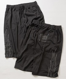 THRASHER（スラッシャー）の「【at】〔THRASHER スラッシャー〕ZOZO限定 ファイアーパターンアップリケ スウェットワイドショーツ ハーフパンツ セットアップ展開有（スウェットパンツ）」
