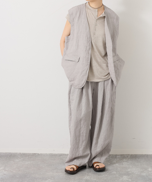 JOURNAL STANDARD LUXE（ジャーナルスタンダード　ラックス）の「リネンヘリンボンタックイージーパンツ（その他パンツ・レディース・グレー/ブラウン・FREE）」の3枚目の写真