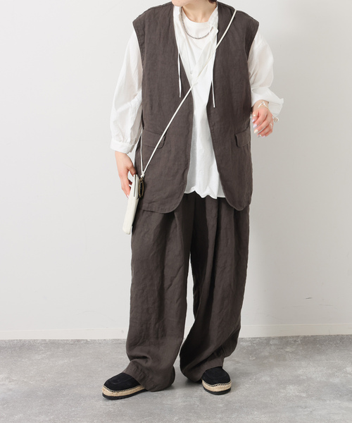 JOURNAL STANDARD LUXE（ジャーナルスタンダード　ラックス）の「リネンヘリンボンタックイージーパンツ（その他パンツ・レディース・グレー/ブラウン・FREE）」の8枚目の写真