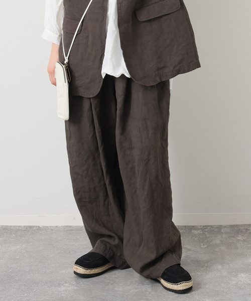 JOURNAL STANDARD LUXE（ジャーナルスタンダード　ラックス）の「リネンヘリンボンタックイージーパンツ（その他パンツ・レディース・グレー/ブラウン・FREE）」の9枚目の写真