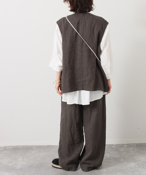 JOURNAL STANDARD LUXE（ジャーナルスタンダード　ラックス）の「リネンヘリンボンタックイージーパンツ（その他パンツ・レディース・グレー/ブラウン・FREE）」の12枚目の写真