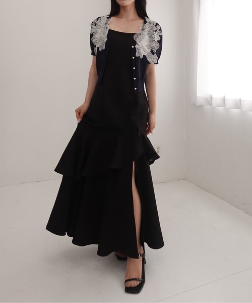 SOELA(ソエラ)の「レースカラー半袖ニットカーディガン(カーディガン/ボレロ・レディース・ピンク/ブラック/アイボリー/ネイビー系・FREE)」の21枚目の写真