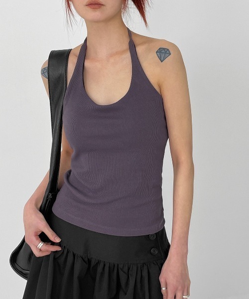 THENEWHOUSECOOPERHALTERNECKタンクトップ　ブラック ハイネックホルタートップ | High Neck Halter Tank – BLACKANT