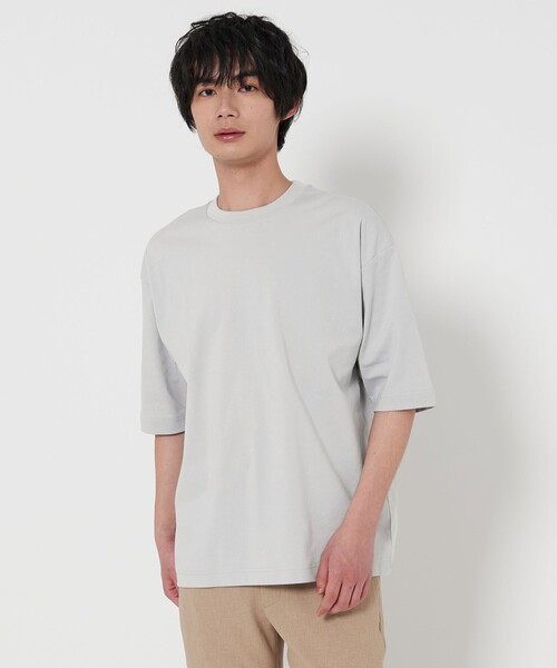 A DAY IN THE LIFE UNITED ARROWS(アデイインザライフユナイテッドアローズ)の「ポンチ リラックス 5分袖Tシャツ<A DAY IN THE LIFE>(Tシャツ/カットソー・メンズ・ホワイト/ライトグレー/ダークグリーン・L/XL/S/M)」の1枚目の写真