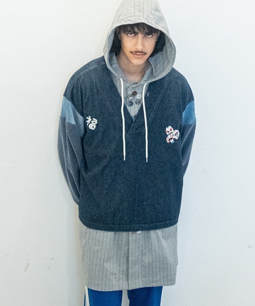 masterkey(マスターキー)の「msw1869- KABUKI-SWEAT スーベニアスウェット(MK27A-C-21)(スウェット・メンズ・インディゴブルー/ブラック・S/M)」の3枚目の写真