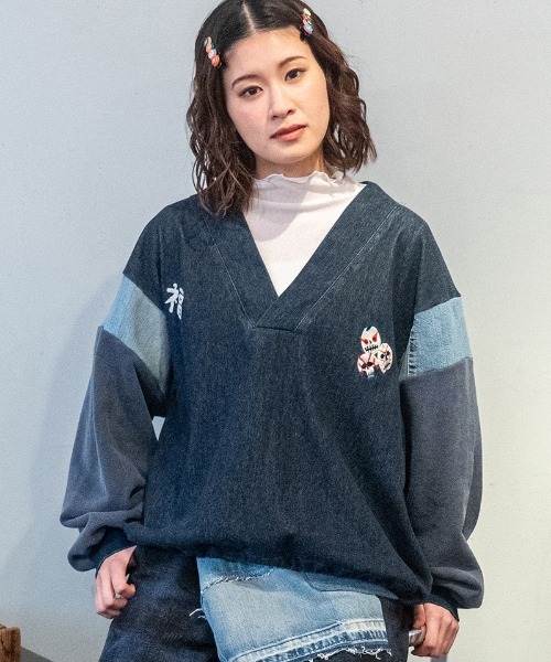 masterkey(マスターキー)の「msw1869- KABUKI-SWEAT スーベニアスウェット(MK27A-C-21)(スウェット・メンズ・インディゴブルー/ブラック・S/M)」の7枚目の写真
