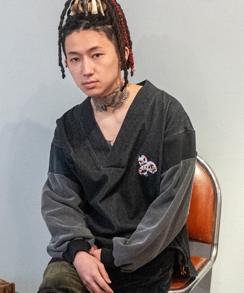 masterkey(マスターキー)の「msw1869- KABUKI-SWEAT スーベニアスウェット(MK27A-C-21)(スウェット・メンズ・インディゴブルー/ブラック・S/M)」の9枚目の写真