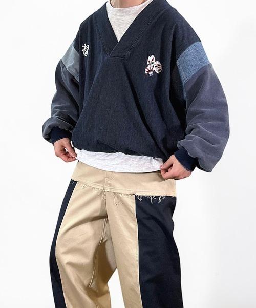 masterkey(マスターキー)の「msw1869- KABUKI-SWEAT スーベニアスウェット(MK27A-C-21)(スウェット・メンズ・インディゴブルー/ブラック・S/M)」の12枚目の写真