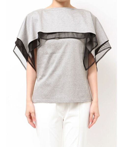 ELENDEEK(エレンディーク)の「ケープレイヤードカットソー(Tシャツ/カットソー・レディース・グレー/オフホワイト/ブラック・FREE)」の14枚目の写真