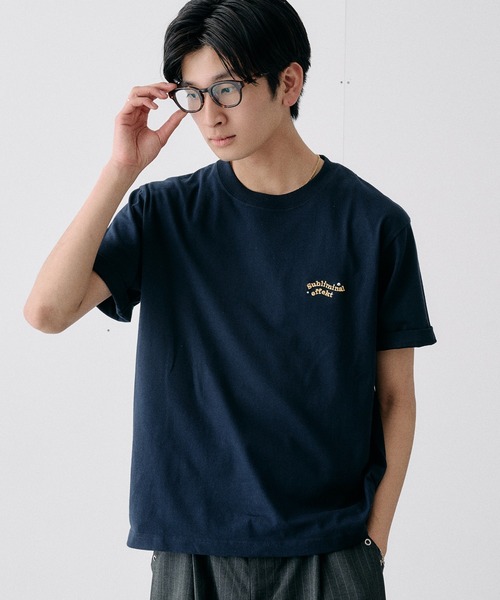 Adoon plain(アドーンプレーン)の「WAVE LOGO STUDDED T / ウェーブロゴスタッズデザインTシャツ(Tシャツ/カットソー・メンズ・ブラック/ネイビー/杢グレー/オフホワイト・LARGE/MEDIUM)」の4枚目の写真