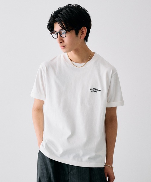 Adoon plain(アドーンプレーン)の「WAVE LOGO STUDDED T / ウェーブロゴスタッズデザインTシャツ(Tシャツ/カットソー・メンズ・ブラック/ネイビー/杢グレー/オフホワイト・LARGE/MEDIUM)」の2枚目の写真