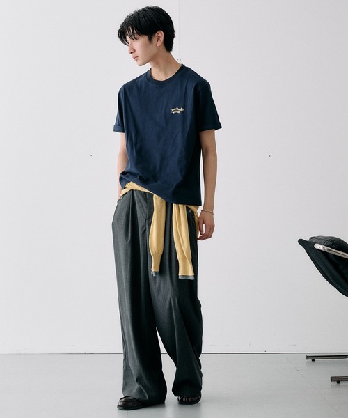 Adoon plain(アドーンプレーン)の「WAVE LOGO STUDDED T / ウェーブロゴスタッズデザインTシャツ(Tシャツ/カットソー・メンズ・ブラック/ネイビー/杢グレー/オフホワイト・LARGE/MEDIUM)」の19枚目の写真