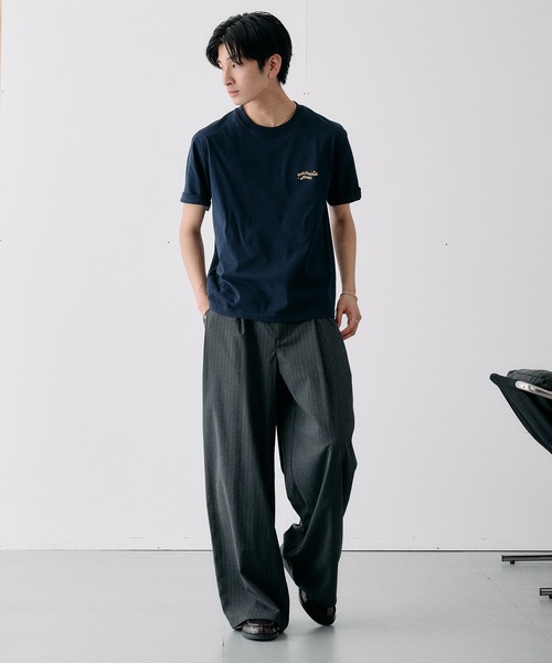 Adoon plain(アドーンプレーン)の「WAVE LOGO STUDDED T / ウェーブロゴスタッズデザインTシャツ(Tシャツ/カットソー・メンズ・ブラック/ネイビー/杢グレー/オフホワイト・LARGE/MEDIUM)」の20枚目の写真