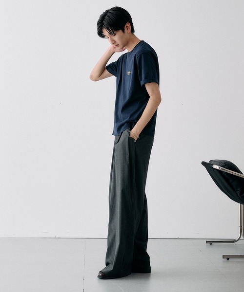Adoon plain(アドーンプレーン)の「WAVE LOGO STUDDED T / ウェーブロゴスタッズデザインTシャツ(Tシャツ/カットソー・メンズ・ブラック/ネイビー/杢グレー/オフホワイト・LARGE/MEDIUM)」の21枚目の写真