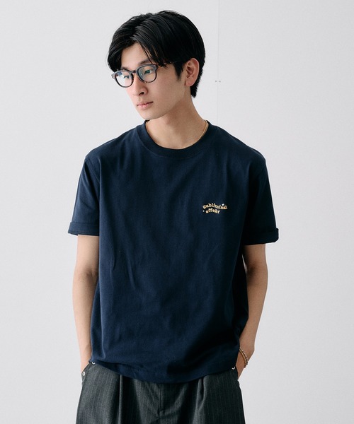 Adoon plain(アドーンプレーン)の「WAVE LOGO STUDDED T / ウェーブロゴスタッズデザインTシャツ(Tシャツ/カットソー・メンズ・ブラック/ネイビー/杢グレー/オフホワイト・LARGE/MEDIUM)」の6枚目の写真