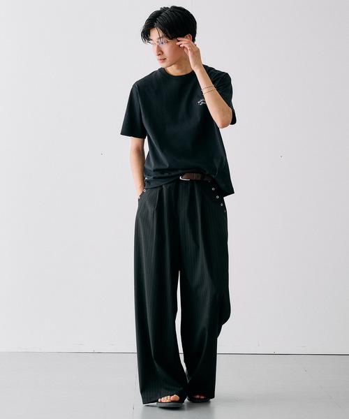 Adoon plain(アドーンプレーン)の「WAVE LOGO STUDDED T / ウェーブロゴスタッズデザインTシャツ(Tシャツ/カットソー・メンズ・ブラック/ネイビー/杢グレー/オフホワイト・LARGE/MEDIUM)」の11枚目の写真