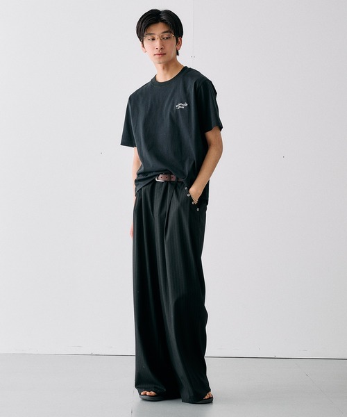 Adoon plain(アドーンプレーン)の「WAVE LOGO STUDDED T / ウェーブロゴスタッズデザインTシャツ(Tシャツ/カットソー・メンズ・ブラック/ネイビー/杢グレー/オフホワイト・LARGE/MEDIUM)」の12枚目の写真