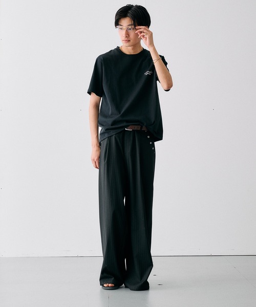 Adoon plain(アドーンプレーン)の「WAVE LOGO STUDDED T / ウェーブロゴスタッズデザインTシャツ(Tシャツ/カットソー・メンズ・ブラック/ネイビー/杢グレー/オフホワイト・LARGE/MEDIUM)」の14枚目の写真