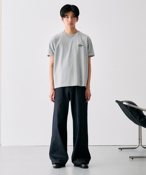 Adoon plain(アドーンプレーン)の「WAVE LOGO STUDDED T / ウェーブロゴスタッズデザインTシャツ(Tシャツ/カットソー・メンズ・ブラック/ネイビー/杢グレー/オフホワイト・LARGE/MEDIUM)」の15枚目の写真