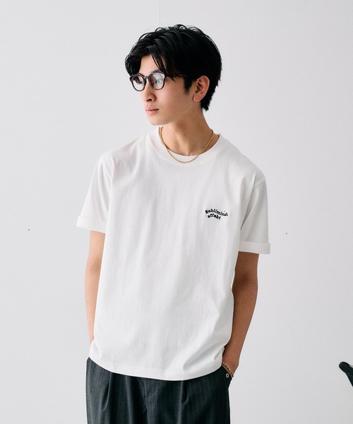 Adoon plain(アドーンプレーン)の「WAVE LOGO STUDDED T / ウェーブロゴスタッズデザインTシャツ(Tシャツ/カットソー・メンズ・ブラック/ネイビー/杢グレー/オフホワイト・LARGE/MEDIUM)」の9枚目の写真