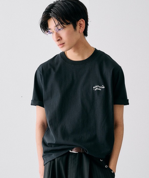 Adoon plain(アドーンプレーン)の「WAVE LOGO STUDDED T / ウェーブロゴスタッズデザインTシャツ(Tシャツ/カットソー・メンズ・ブラック/ネイビー/杢グレー/オフホワイト・LARGE/MEDIUM)」の8枚目の写真