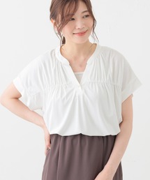 【美冷・接触冷感・UVカット・遮熱】スキッパートップス