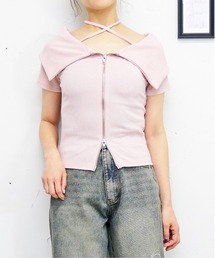 ラメホルターカットソー
