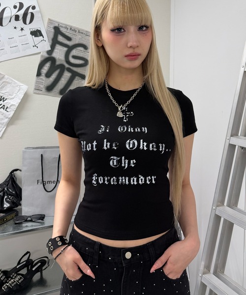 Figments(フィグメンツ)の「バッククロスレースT(Tシャツ/カットソー・レディース・ホワイト/ブラック・FREE)」の7枚目の写真