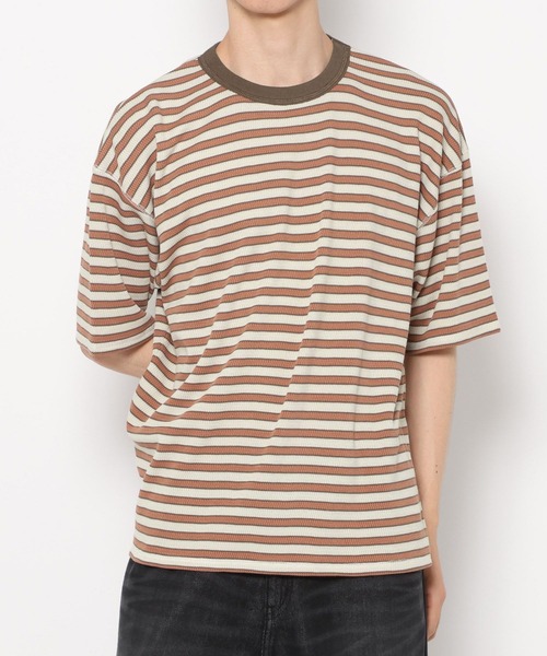 LAKOLE（ラコレ）の「ハニカムワッフルボーダーT / 741340（Tシャツ/カットソー・メンズ・オレンジ/ホワイト/ブラウン・LARGE/MEDIUM）」の14枚目の写真
