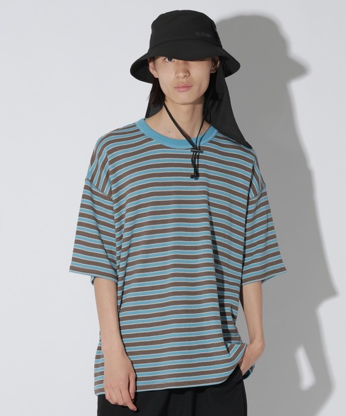 LAKOLE（ラコレ）の「ハニカムワッフルボーダーT / 741340（Tシャツ/カットソー・メンズ・オレンジ/ホワイト/ブラウン・LARGE/MEDIUM）」の4枚目の写真
