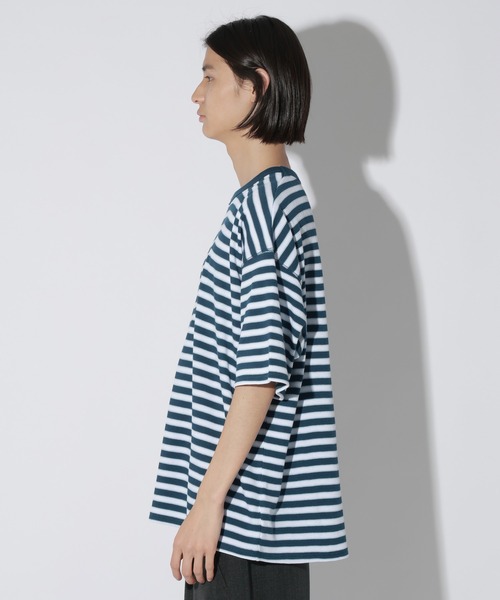 LAKOLE（ラコレ）の「ハニカムワッフルボーダーT / 741340（Tシャツ/カットソー・メンズ・オレンジ/ホワイト/ブラウン・LARGE/MEDIUM）」の16枚目の写真