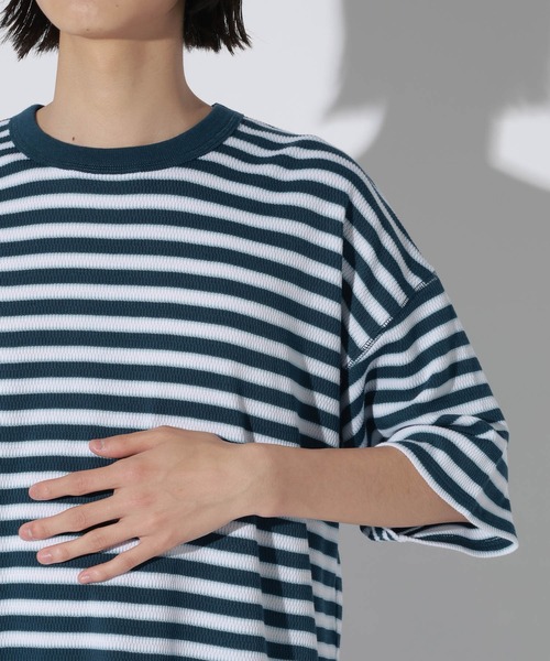 LAKOLE（ラコレ）の「ハニカムワッフルボーダーT / 741340（Tシャツ/カットソー・メンズ・オレンジ/ホワイト/ブラウン・LARGE/MEDIUM）」の20枚目の写真