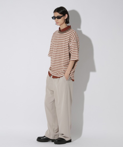 LAKOLE（ラコレ）の「ハニカムワッフルボーダーT / 741340（Tシャツ/カットソー・メンズ・オレンジ/ホワイト/ブラウン・LARGE/MEDIUM）」の7枚目の写真