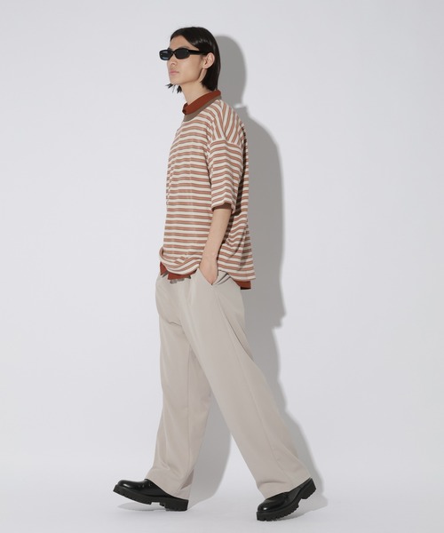 LAKOLE（ラコレ）の「ハニカムワッフルボーダーT / 741340（Tシャツ/カットソー・メンズ・オレンジ/ホワイト/ブラウン・LARGE/MEDIUM）」の8枚目の写真