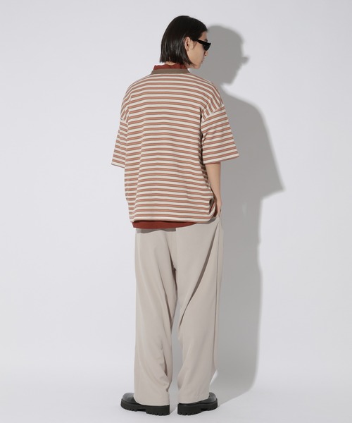 LAKOLE（ラコレ）の「ハニカムワッフルボーダーT / 741340（Tシャツ/カットソー・メンズ・オレンジ/ホワイト/ブラウン・LARGE/MEDIUM）」の9枚目の写真