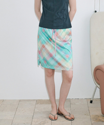 Check Printed Midi Skirt (Mint)
