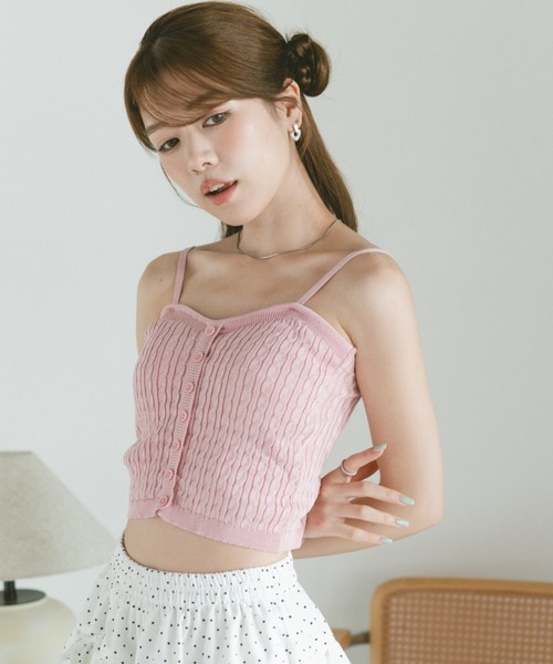 VANNIE U(ヴァニーユー)の「カップ付ケーブルニットキャミソール(キャミソール・レディース・ライトブルー/ピンク/アイボリー・FREE)」の19枚目の写真