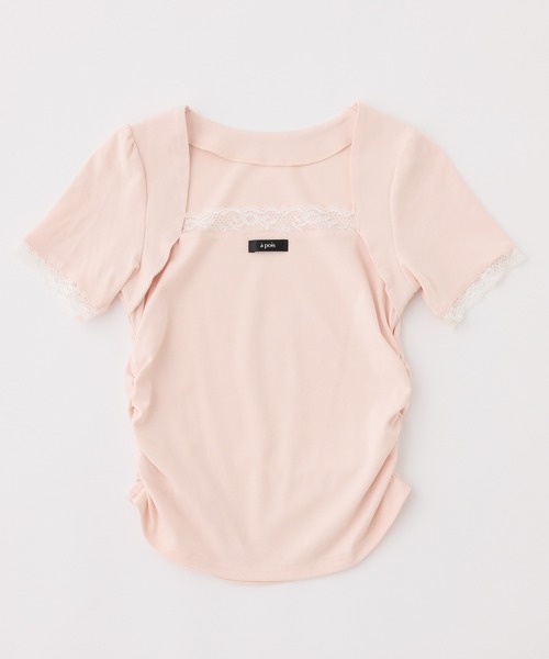 one after another NICE CLAUP（ワンアフターアナザーナイスクラップ）の「半袖レイヤードトップス（Tシャツ/カットソー・レディース・ドット/ベージュ/ピンク/ブラック・FREE）」の21枚目の写真