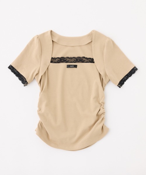 one after another NICE CLAUP（ワンアフターアナザーナイスクラップ）の「半袖レイヤードトップス（Tシャツ/カットソー・レディース・ドット/ベージュ/ピンク/ブラック・FREE）」の22枚目の写真