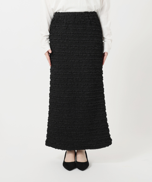JOURNAL STANDARD relume（ジャーナルスタンダード　レリューム）の「《WEB+一部店舗限定追加2》シャーリングジャガードスカート（スカート・レディース・ブラック/ホワイト・FREE）」の4枚目の写真