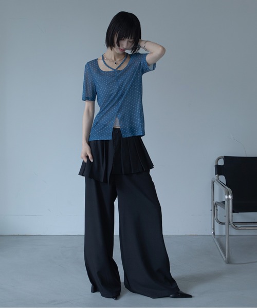 VACANCY(ヴァカンシー)の「プリーツレイヤードスラックス/取り外し可能(スラックス・レディース・ホワイト/ブラック・LARGE/MEDIUM/SMALL)」の8枚目の写真
