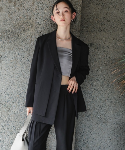 Callarus（カラルス）の「サテンワンピースセットアップ（ベアトップ＋キャミワンピース）［Callarus］（ワンピース・レディース・グレー/ブラック・M/S/LL/L）」の7枚目の写真