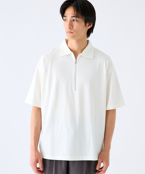 Product Twelve（プロダクトトゥエルブ）の「EDIFICE by Product Twelve リファインドハーフジップ（Tシャツ/カットソー・メンズ・ホワイト/ブラウン・LARGE/MEDIUM）」の4枚目の写真