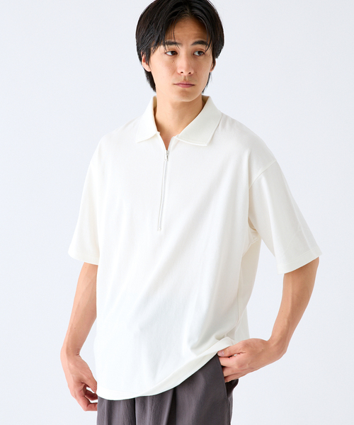 Product Twelve（プロダクトトゥエルブ）の「EDIFICE by Product Twelve リファインドハーフジップ（Tシャツ/カットソー・メンズ・ホワイト/ブラウン・LARGE/MEDIUM）」の5枚目の写真