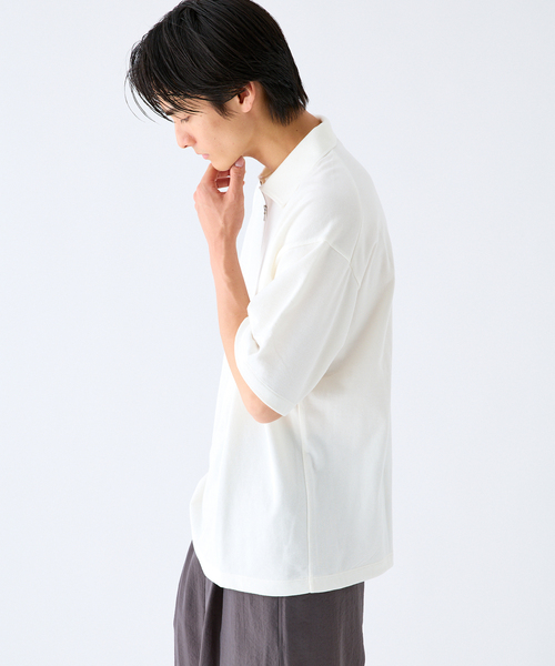 Product Twelve（プロダクトトゥエルブ）の「EDIFICE by Product Twelve リファインドハーフジップ（Tシャツ/カットソー・メンズ・ホワイト/ブラウン・LARGE/MEDIUM）」の6枚目の写真