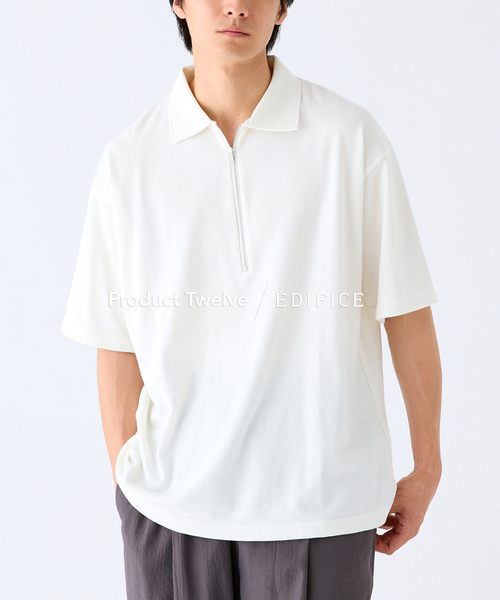 Product Twelve（プロダクトトゥエルブ）の「EDIFICE by Product Twelve リファインドハーフジップ（Tシャツ/カットソー・メンズ・ホワイト/ブラウン・LARGE/MEDIUM）」の12枚目の写真