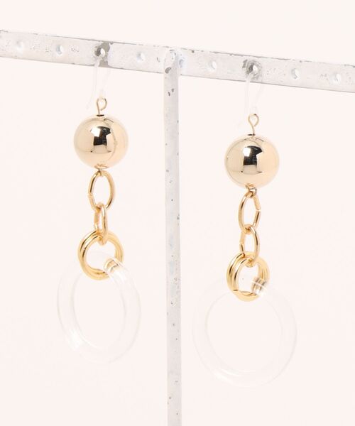 tone（トーン）の「【Astyle】clearcircleチェーン樹脂ピアス(MA)（ピアス（両耳用）・レディース・ゴールド・FREE）」の4枚目の写真